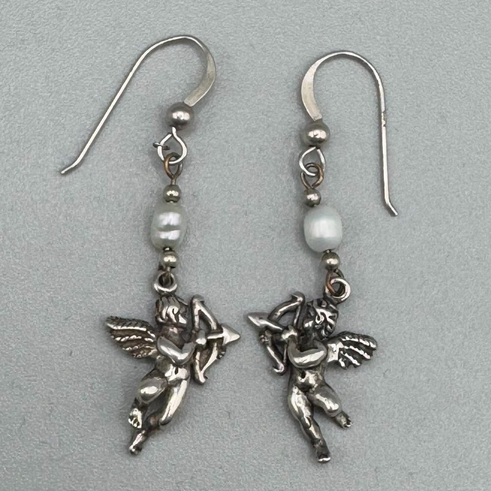Sterling Silver Shube's/Dakota West Cupid Pearl Earrings